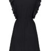 Women's Casual Summer V Neck Ruffle Sleeveless Stretchy