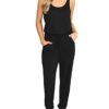 Summer Solid Casual Loose Sleeveless Jumpsuit Romper  