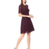 Women's Half Sleeve Lace Crewneck Fit and Flare Dress