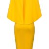 Women's Off Shoulder Fitted Club Midi Dress Size 2XL Yellow