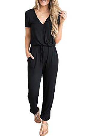 Summer Casual Deep V Neck Short Sleeve Wrap Drawstring