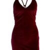 Bodycon Sleeveless Backless Velvet Sexy Short Club Dress