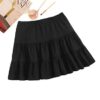 Casual Summer Elastic Waist Solid Ruffle Hem Short Mini Skirt