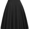 Skirt Retro Vintage Solid Tie Bow-Knot Decorated Black
