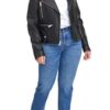 Women's Plus Size Faux Leather Asymmetrical Motorcycle Jacket