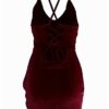 Bodycon Sleeveless Backless Velvet Sexy Short Club Dress