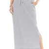 Plus Size Sporty Knit Maxi Skirt with Side Slits & Pockets – Comfortable and Stylish Athleisure for Women (Size 22/24, Bright Purple)
