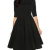 Vintage Dress Half Sleeve O-Neck Casual Pockets