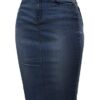A2Y Slim Match Rayon Knee-Length Denim Jean Pencil Skirt - Darkish Navy L | Stylish & Comfortable Fit