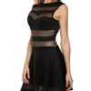 Women's Mesh See Through Sheer Block Skater Sleeveless Mini Dress