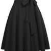 Skirt Retro Vintage Solid Tie Bow-Knot Decorated Black