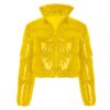 Women Long Sleeve Zipper Puffer Jacket Stand Collar