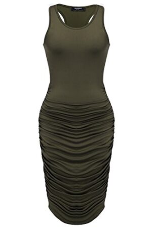 Women's Summer Sexy Sleeveless Sundress Fold Bodycon Tank Dress