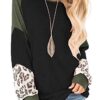 Leopard Print Sweatshirt Raglan Long Sleeve Loose Tunic Shirts