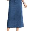 Plus Size Classic Cotton Denim Long Skirt