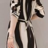 Women Half Sleeve Dresses Fashion Elegant Chiffon High Collar