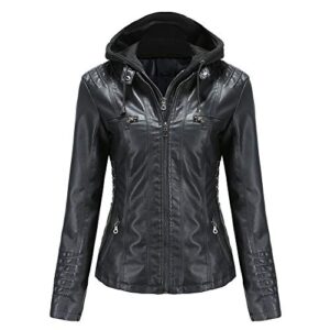 Faux Leather Jacket Women Motorcycle Coat for Biker