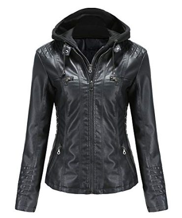 Faux Leather Jacket Women Motorcycle Coat for Biker