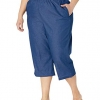 Denim Plus Capris Pants-Elastic Waist Jeans