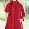 Women's Plus Size Fleece Swing Funnel-Neck Coat