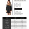 Amoretu Women's Deep V Neck Loose Shift Pleated Tunic Dress Long Sleeves Black S