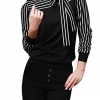 Tie-Bow Neck Striped Blouse Long Sleeve Shirt Office