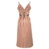 Ladies’s Orange Striped Bodycon Midi Costume - Sassy Summer Fashion for Parties and Beach Days