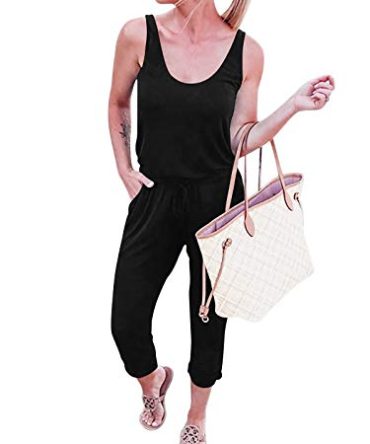 Summer Solid Casual Loose Sleeveless Jumpsuit