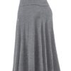 Womens Lightweight Fold Over Flared Midi Skirt