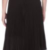 Knee Length Pleated A-Line Skirt with Skinny Belt