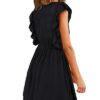 Women's Casual Summer V Neck Ruffle Sleeveless Stretchy