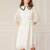 Allegra Ok Ladies' Peter Pan Collar Chiffon Shirt: Star Puff Sleeve Dress for Stylish Weekend Gatherings