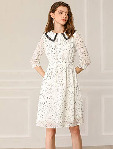 41FOeaXhzjL Allegra Ok Ladies' Peter Pan Collar Chiffon Shirt: Star Puff Sleeve Dress for Stylish Weekend Gatherings