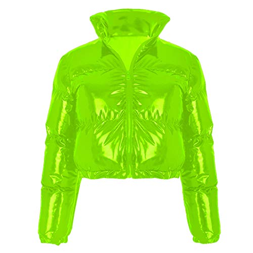 41FUnwo38ZL Women Long Sleeve Zipper Puffer Jacket Stand Collar