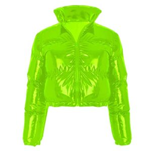 Women Long Sleeve Zipper Puffer Jacket Stand Collar