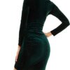 Plus Size Emerald Green Velour Wrap Christmas Night Out Dresses