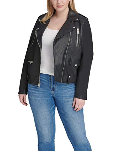 Women's Plus Size Faux Leather Asymmetrical Motorcycle Jacket