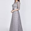 Ever-Pretty Women's Plus Size See-Through Half Sleeve Floral Lace Special Occasion Dress Gray US22