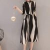 Women Half Sleeve Dresses Fashion Elegant Chiffon High Collar