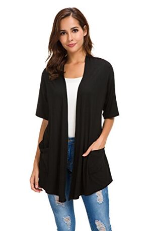 Womens Short Sleeve Open Front Cardigans Sweater