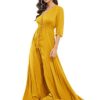 Women's Button Up V Neck Half Sleeve Split Flowy