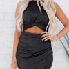 Black Dresses for Womens Sexy Hollow Out Twist Slim