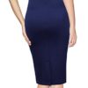 Women's Navy Blue Pleated Bow High Waist Pencil Skirt – Slim Fit Office & Workwear Style