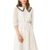 Peter Pan Collar Dresses Star Puff Sleeve Chiffon Shirt Dress