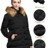 Women's Winter Thicken Padded Parka Jacket with Fur Trim Hood