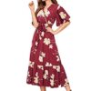 Floral Ruffle Hem Peplum Long Dresses with Bel