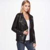 Oversized Faux Leather Belted Motorcycle Jacket