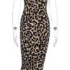 Spaghetti Strap Dress Deep V-Neck Sleeveless Bodycon Midi Club Dress