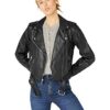 Faux Leather Belted Motorcycle Jacket