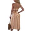 Ladies’s Orange Striped Bodycon Midi Costume - Sassy Summer Fashion for Parties and Beach Days